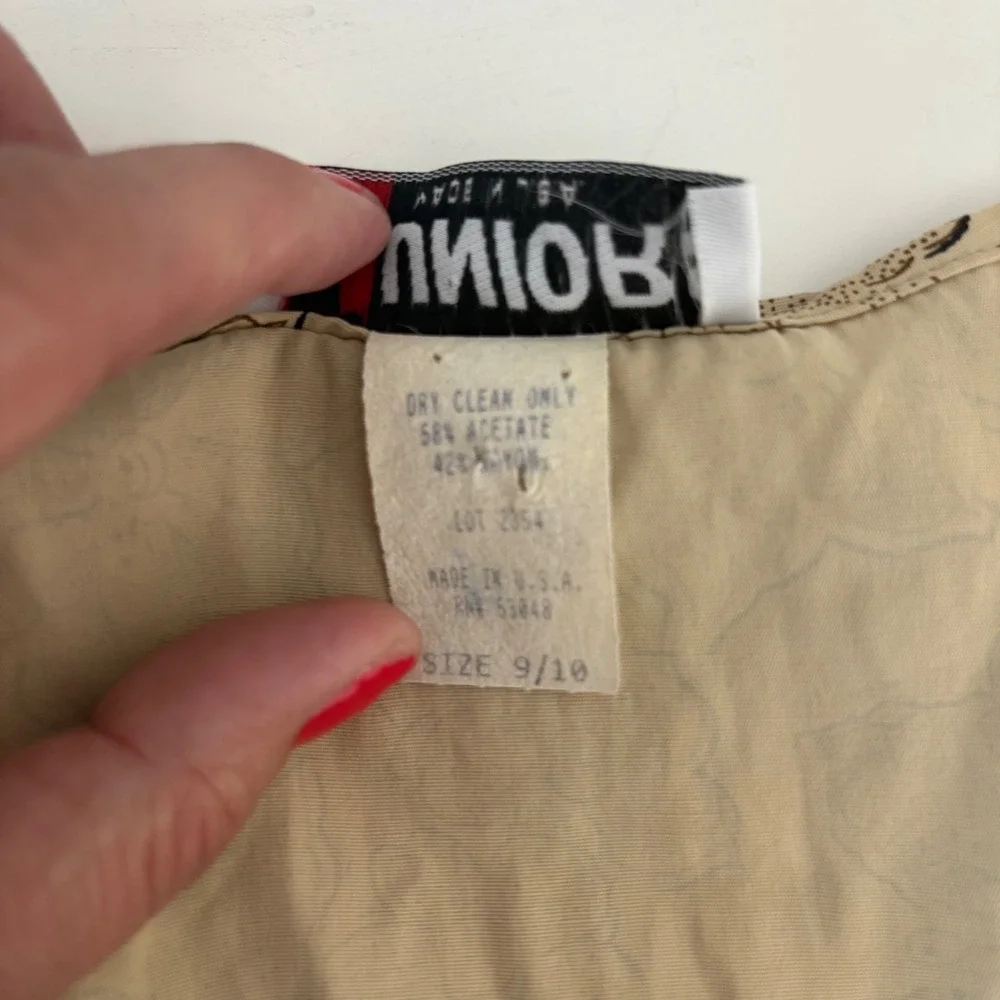 Vintage T Juniors Tan Floral Frog Toggle Longline Vest Duster Made in USA 9/10 - Picture 6 of 6